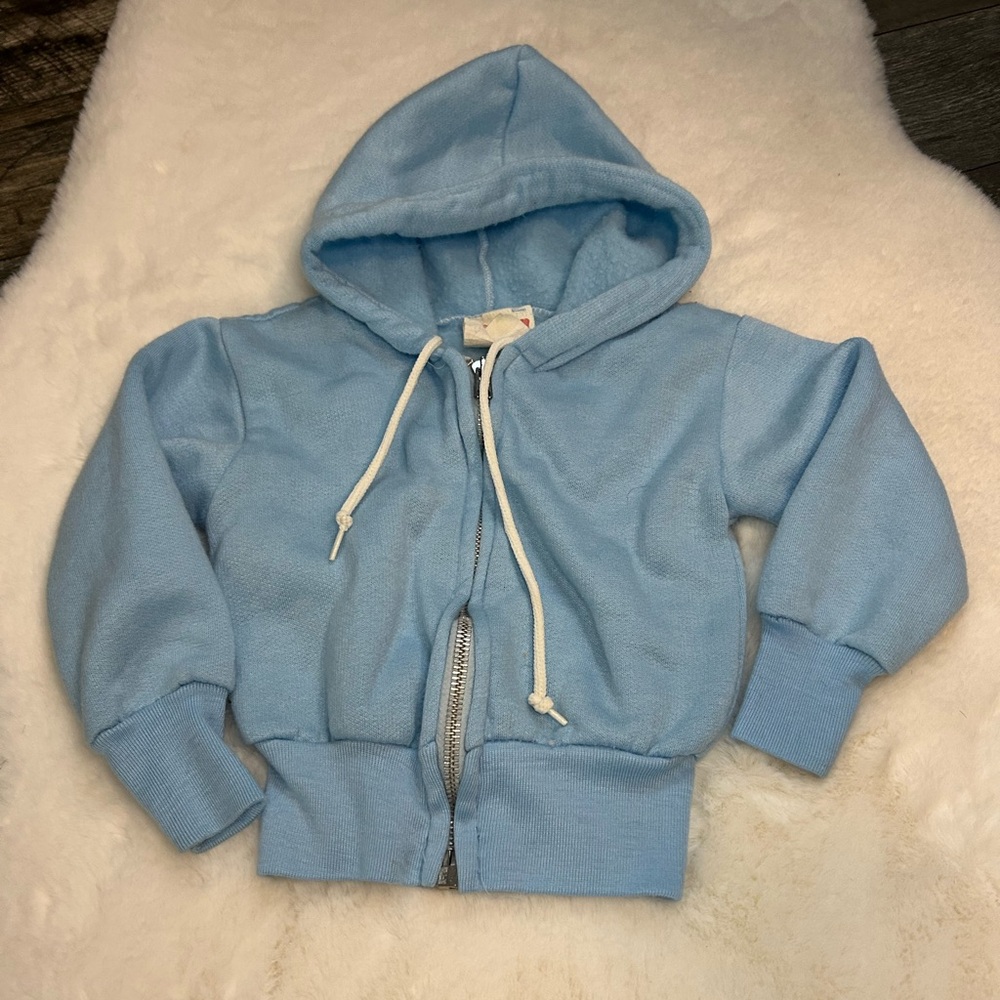 Vintage kids blue HARLEY zip up sweatshirt hoodie made in Canada